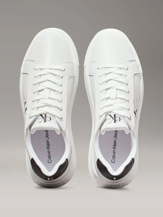 Calvin Klein - Γυναικεία Δερμάτινα Sneakers Chunky Cupsole Mono Wn YW0YW00823-0LB Λευκό 3