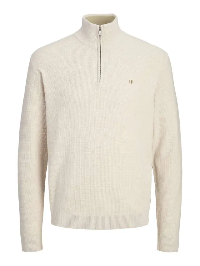 JPRBLUREX KNIT HALF ZIP LN Whitecap Gray - XL