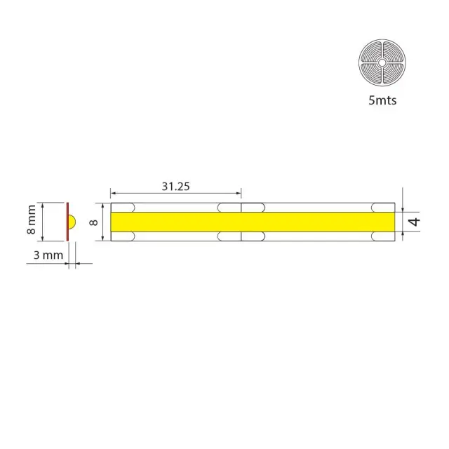 Led Ταινία Γραμμική DOBI 10W/m 192 SCOB 24V IP20 3000K 5m VIV005242 3