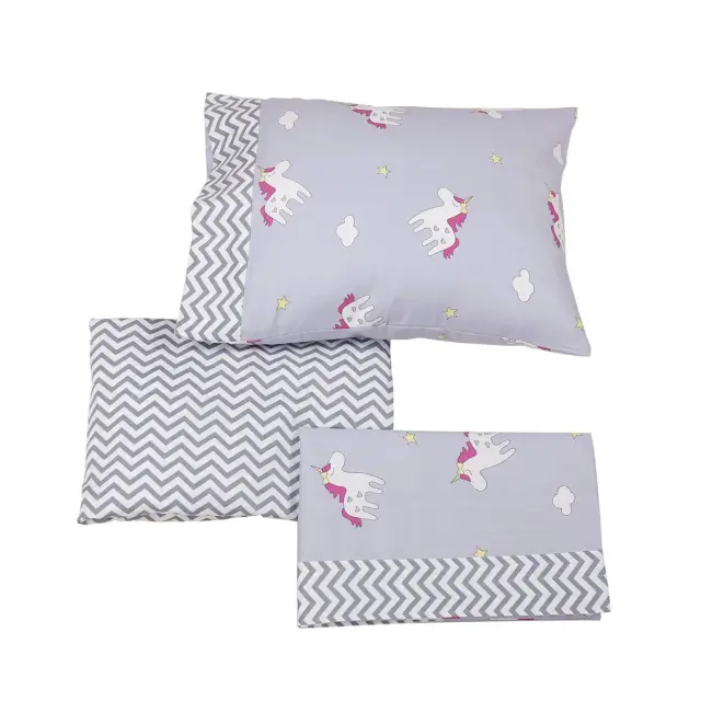 Σετ Σεντόνια Κούνιας 70x140+15 Beauty Home 5181 Γκρι Με Λάστιχο100% Βαμβακοσατέν 2