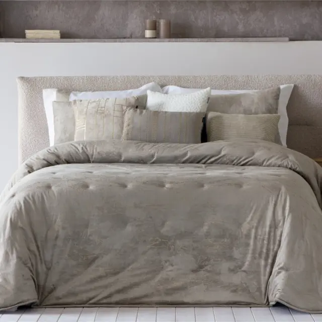 Κουβερλί + 2 μαξιλαροθήκες 100% polyester 250x270cm Joli mylene taupe