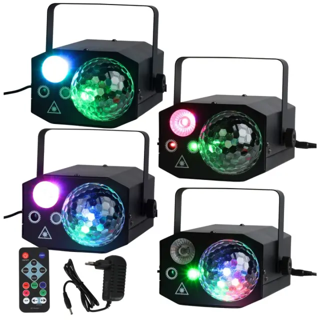 LIGHT4ME GIG SET 2 smoke machine 400W LED smoke liquid 1L battery-powered bubble machine bubble liquid 1L 4-in-1 lighting effect RGBW+RGB+R/G laser set for events and parties 2