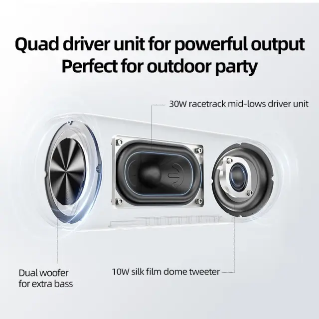QCY Ηχειο SP7 Black – Portable Bluetooth Speaker w Stereo Sound 40W, Mic for Calls, RGB Light Show 2