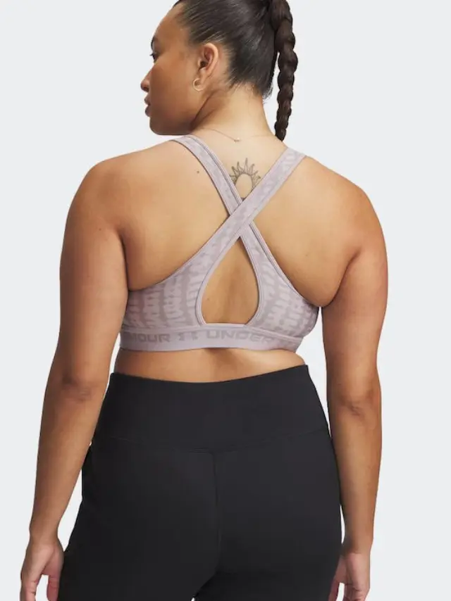 Under Armour Crossback Mid Print Women's Sports Bra without Padding Gray 1361042 -011 3