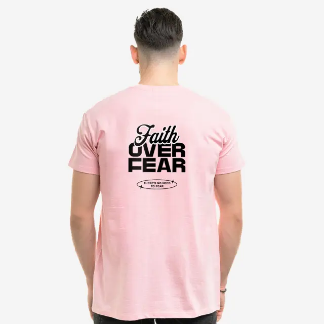 T-shirt Noshame® Ρόζ με τύπωμα Faith over Fear - 122578 - XXL
