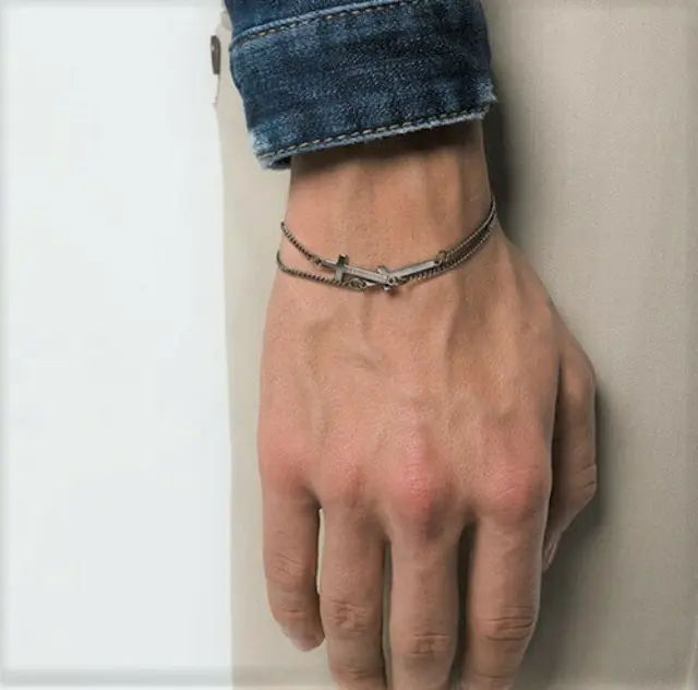 Ghetto Kpop Cross Chain Double-layer Bracelet 3