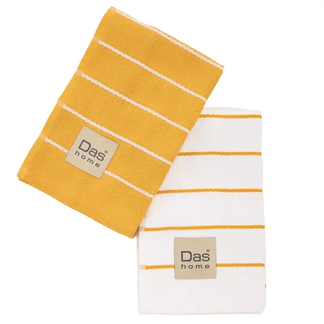 Σετ 2Τεμ Πετσέτες Κουζίνας 40x60 Das Home 0887 White-Ochre 100% βαμβακερό