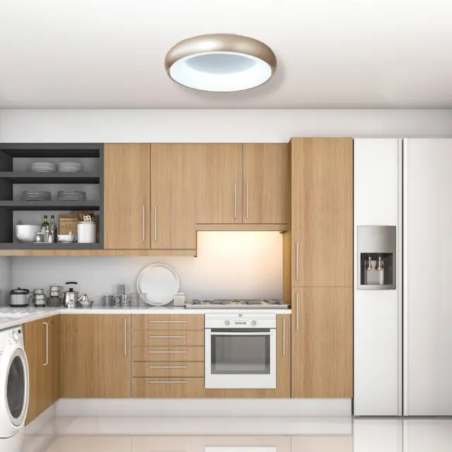 InLight Πλαφονιέρα οροφής LED 36W 3CCT από χρυσαφί και λευκό ακρυλικό D:60cm (42021-A-Golden) 3