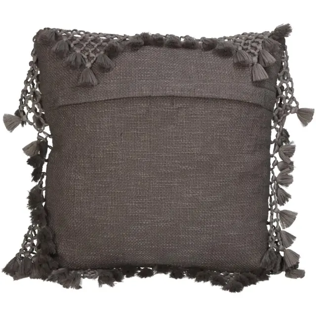 Μαξιλάρι Με Φούντες Γκρι Βαμβακερό 45x45cm 2