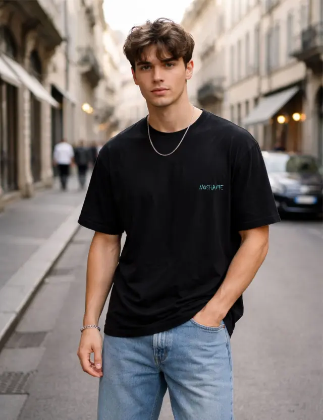 T-shirt Noshame® Oversized Μαύρο με τύπωμα - 142680 - XXL 2