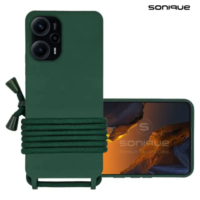 Θήκη Σιλικόνης με Κορδόνι CarryHang Sonique Xiaomi Poco F5 5G - Πράσινο Σκούρο
