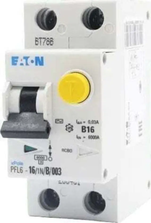 PFL6-16/1N/B/003 RCD/MCB combination, 16 A, 30 mA, MCB trip characteristic: B, 1p+N, RCD trip characteristic: AC