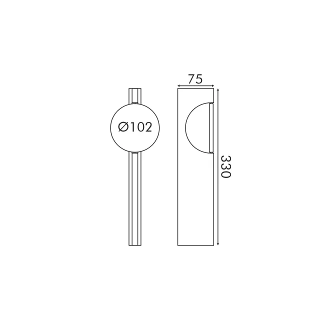 ΦΩΤΙΣΤΙΚΟ ΕΠΙΤΟΙΧΙΟ-ΜΑΥΡΟ ΜΕΤΑΛΛΟ LED 5W 2700Κ IP20 100x100xH330mm / MW2505831BL 2