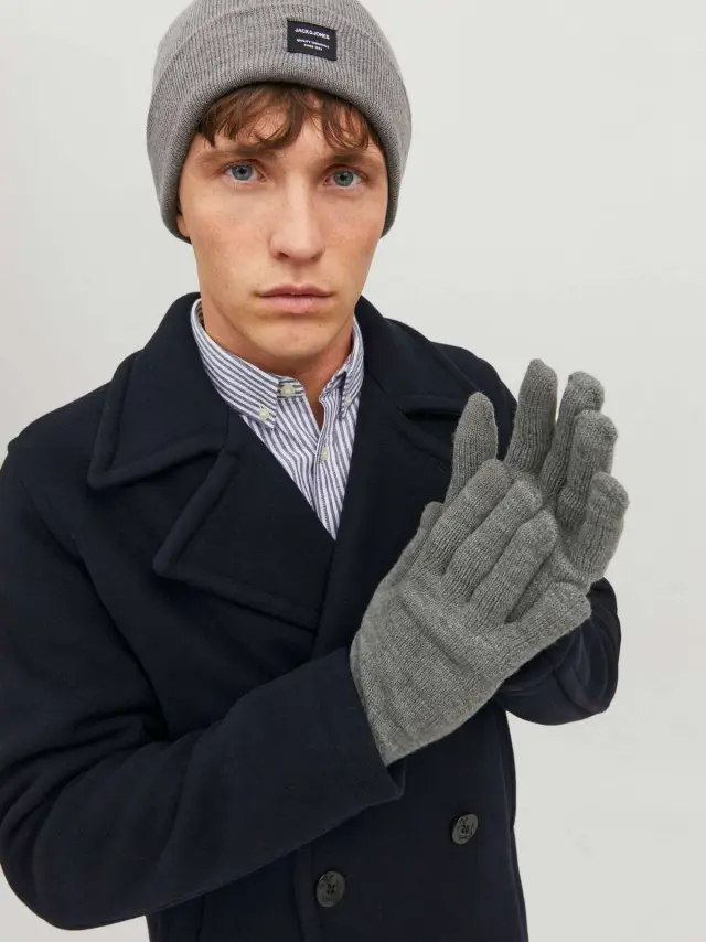 JACBARRY KNITTED GLOVES NOOS Grey Melange 2