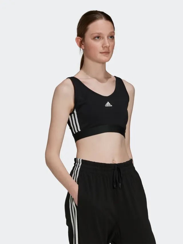 Adidas Essentials 3-Stripes Γυναικείο Αθλητικό Μπουστάκι Μαύρο με Αφαιρούμενη Ενίσχυση GS1343 1011 2