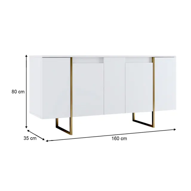 Μπουφές Luxe Megapap χρώμα λευκό - χρυσό 160x35x80εκ. 2