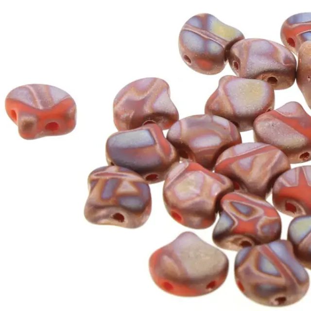 Χάντρα Matubo Ginko 7.5mm - Opaque Orange Full Capri Gold Matte Batik ~10gr