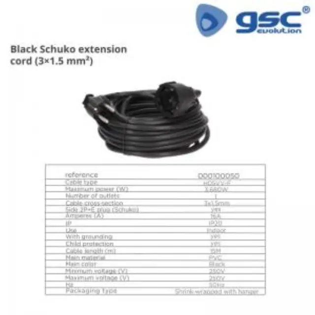 Καλώδιο Επέκτασης (Μπαλαντέζα) GSC 15m (3 x 1.5mm) Μαύρο N70513 2