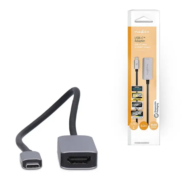 Μετατροπέας USB 3.2 Gen 1x1 Type-C αρσ. σε HDMI θηλ., 0.20m, σε μαύρο χρώμα.