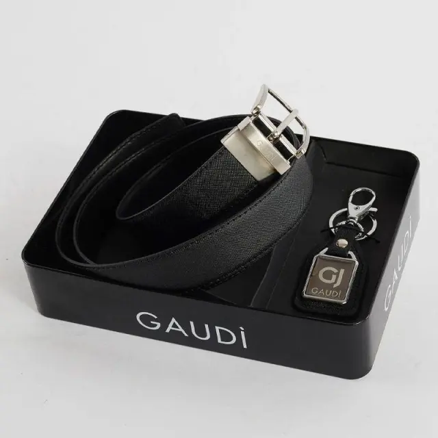 Σετ Δώρου Ζώνη - Μπρελόκ Gaudi V3AI-11410_V0137 Μαύρο - ONESIZE