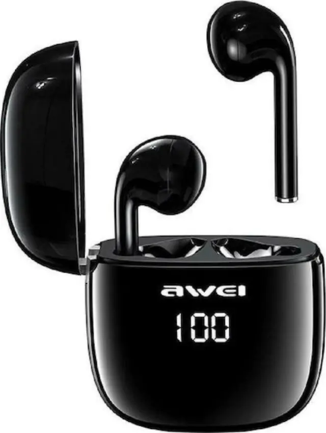 Awei T28P In-ear Bluetooth Handsfree Ακουστικά με Αντοχή στον Ιδρώτα και Θήκη Φόρτισης Μαύρα