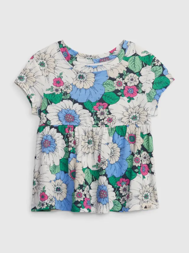 Multi Νηπιακό Οργανικό Βαμβάκι Mix and Match Peplum Τοπ multi floral white - 12-18M