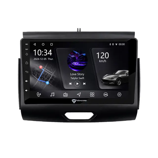 VenCore Οθόνη Multimedia Android 15 9" PX5S Octa-Core 2GB/32GB IPS με Πρόσοψη, CarPlay, Android Auto και Υποστήριξη Κάμερας 360° για Ford Ranger 2017-2022 – Μαύρη (3236-10005-0496B) 2