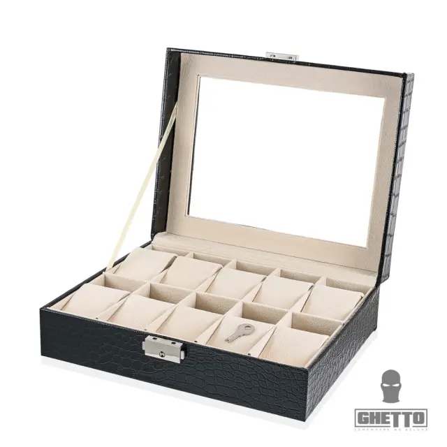 Ghetto Luxury Watch Storage Case | 10 Slot Organizer Box with Glass Display