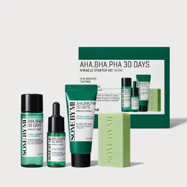Some by mi AHA BHA PHA 30 Days Miracle Starter Set kit, Σετ Περιποίησης Προσώπου για την Βελτίωση της Ακμής, 4 τμχ.