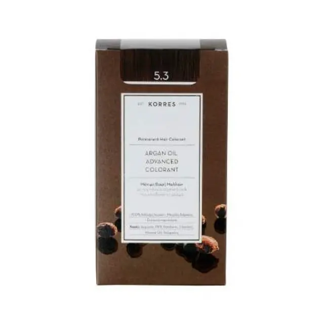 Korres Argan Oil Advanced Colorant Μόνιμη Βαφή Μαλλιών 5.3 Καστανό Ανοιχτό Μελί, 50ml 3
