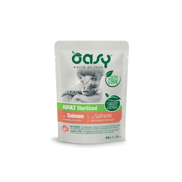 Oasy Cat Lifestage Φακελάκι Σολομός για Στειρωμένα 85gr Μονόχρωμο
