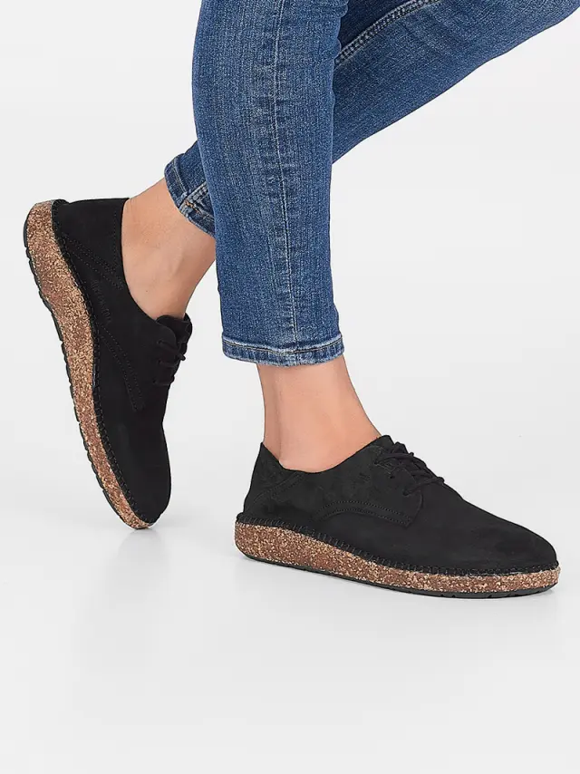 Birkenstock Δετά-Oxfords Γυναικείο δέρμα suede Μαύρο BIR/GARY 1013438 BLACK 2