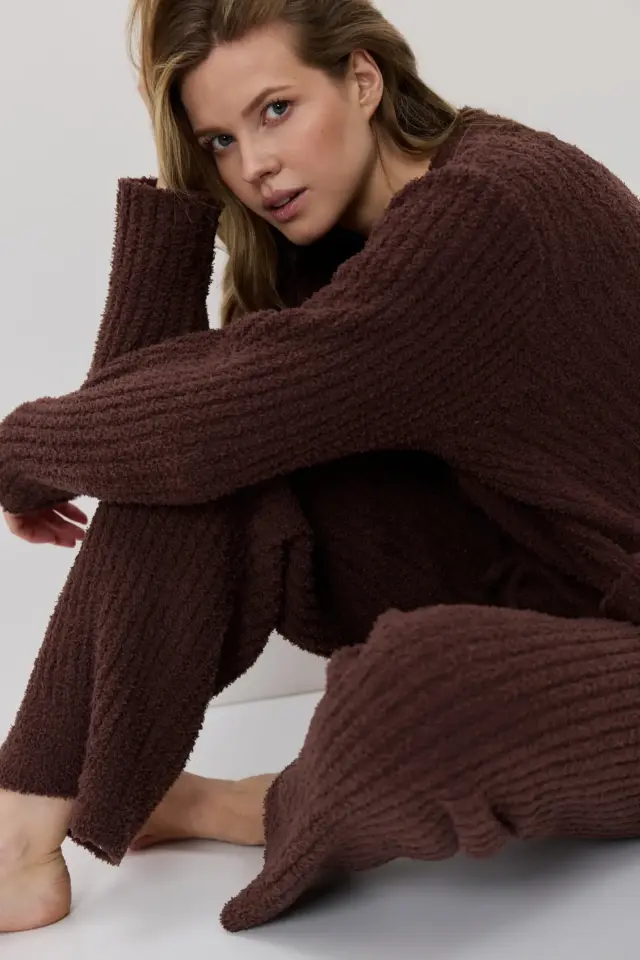 Aruelle Blair Set Φλις Σπιτιού Με Κουμπιά Καφέ