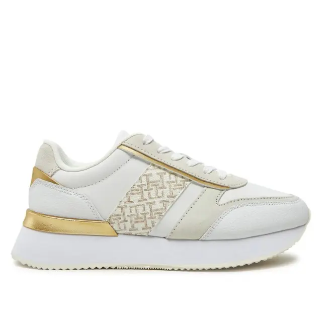 Γυναικεία Δερμάτινα Sneakers Tommy Hilfiger FW0FW08387-0K4 Λευκά Άσπρο - 37