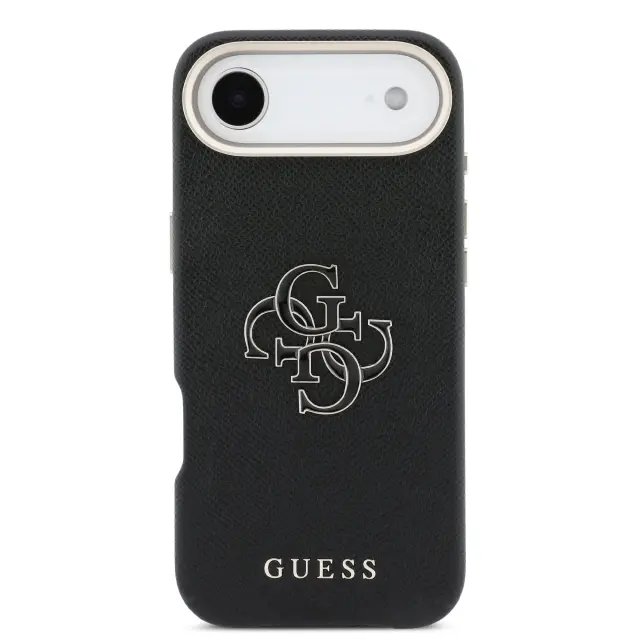 Guess PU Grained 4G Resin Metal Logo Case for iPhone Air Black 3