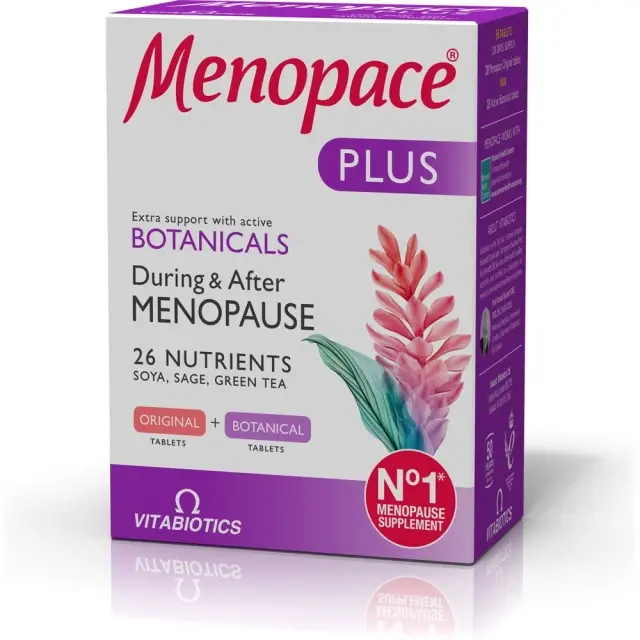 Vitabiotics Menopace Plus Ολοκληρωμένο Συμπλήρωμα Διατροφής για Έντονα Συμπτώματα Εμμηνόπαυσης, 28 Original Δισκία & 28 Botanical Δισκία