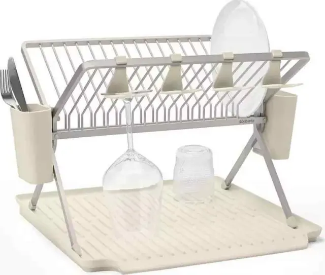 Brabantia Στεγνωτήρας Πιάτων Μεταλλικός SinkSide Large Foldable 33 x 51 x 42 cm 17 Θέσεων Soft Beige