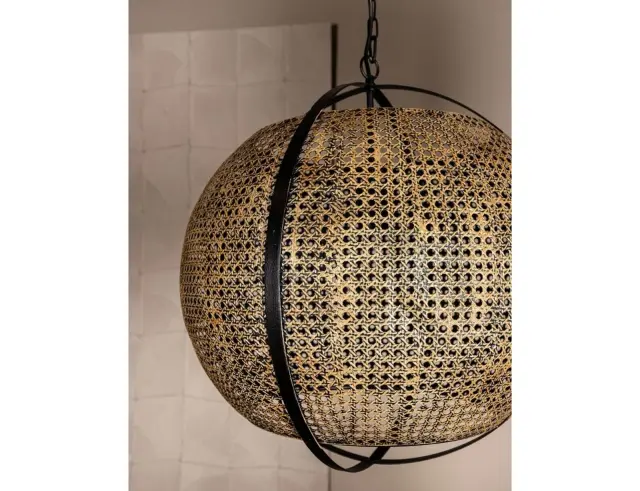 Φωτιστικό Οροφής Bayu PTMD Luxury Living Μονόφωτο, με λαμπτήρα E27 και διαστάσεις 50x50x55cm - Black/Beige 122022 3