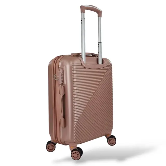 *Limited Edition* Σκληρή Βαλίτσα Καμπίνας 55x40x20 +5cm Επέκταση & Σακίδιο Πλάτης Ταξιδίου 40x30x20 PLAYFULBAGS PS705C-SET2. - Ροζ/Χρυσό 2