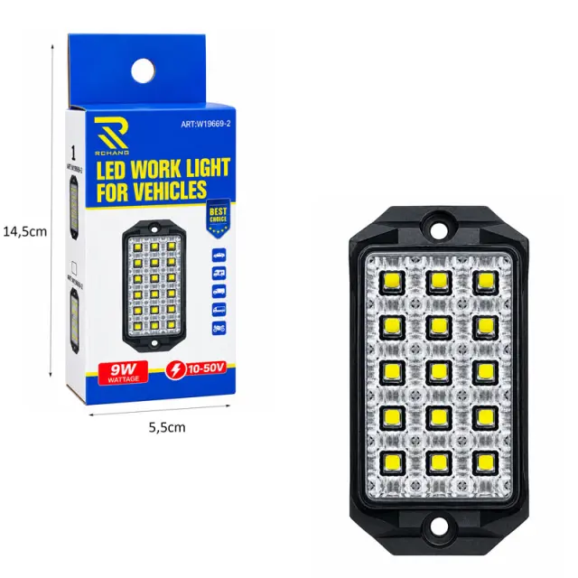 Προβολέας Εργασίας LED 9W 10-50V για Οχήματα W19669-2 – LED Work Light for Vehicles 0111824 2