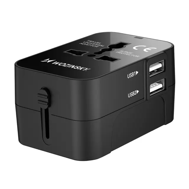 Wozinsky WUTWC αντάπτορας ταξιδίου γενικής χρήσης 24W EU / US / AUS / UK / 2x USB-A - μαύρο 3
