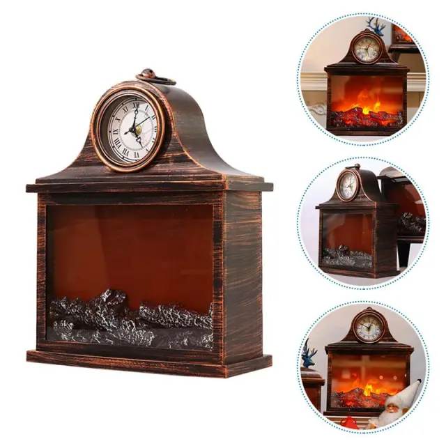 Διακοσμητικό φωτιστικό τζάκι led με ρολόι- Led fireplace lantern 30x13x39cm 3
