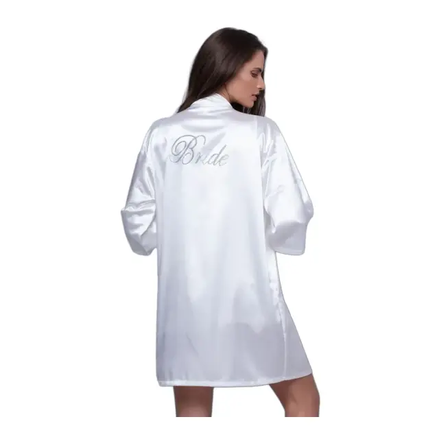Milena Γυναικεία Ρόμπα Σατέν Bride, Χρώμα Λευκό 2