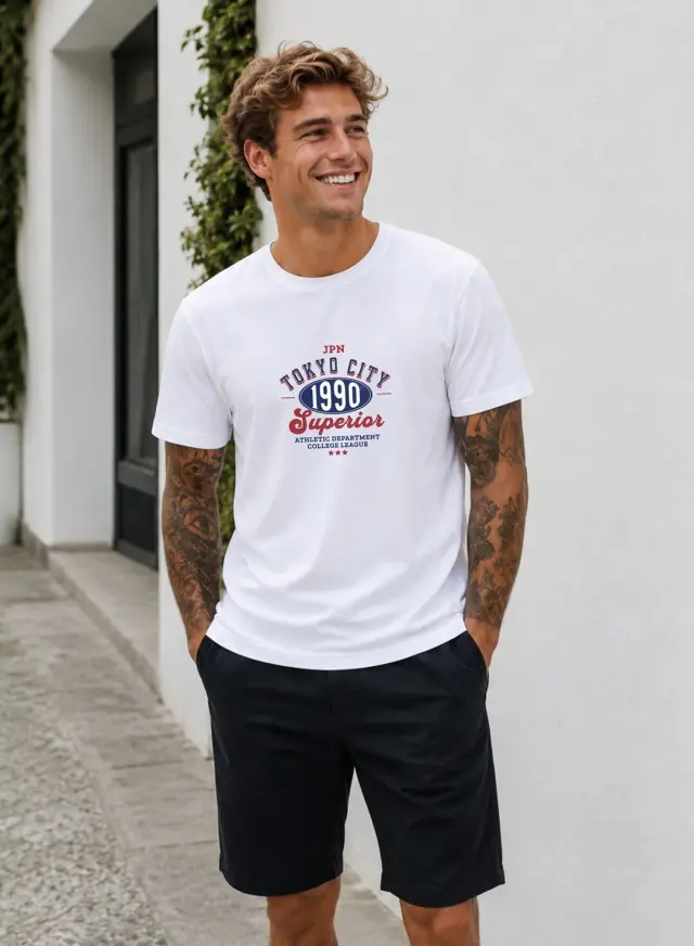 T-shirt Noshame® Λευκό με τύπωμα Tokyo City - 3026060 - XXL