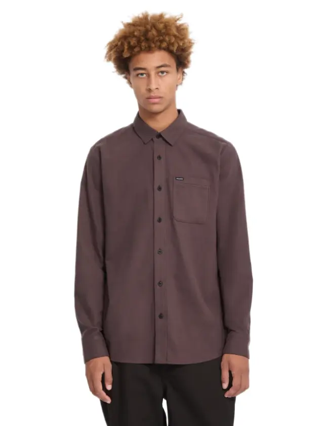 Volcom Caden Solid Long Sleeve Shirt ανδρικό πουκάμισο μακρυμάνικο A0532601-1 - XL