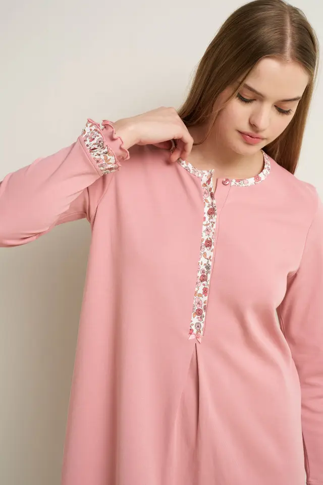 Vamp Νυχτικό 100% Βαμβάκι Με Πατιλέτα Φλοράλ Pink Cameo 3