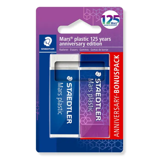 Staedtler Mars Σετ 2 Γόμες Επετειακή Έκδοση 125 Χρόνων Μπλε/Λιλά