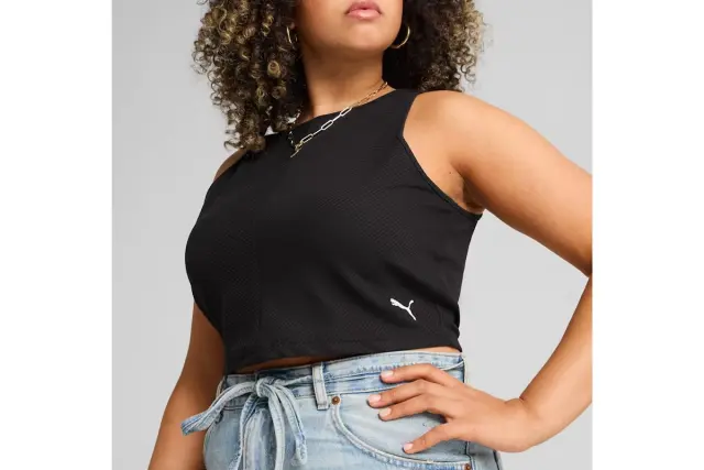 Puma Wardrobe Essential Ribbed Crop Top Women Γυναικεία Μπλούζα Cotton/Polyester/Elastane Tight Fit - Black 629765-01 - XS 3