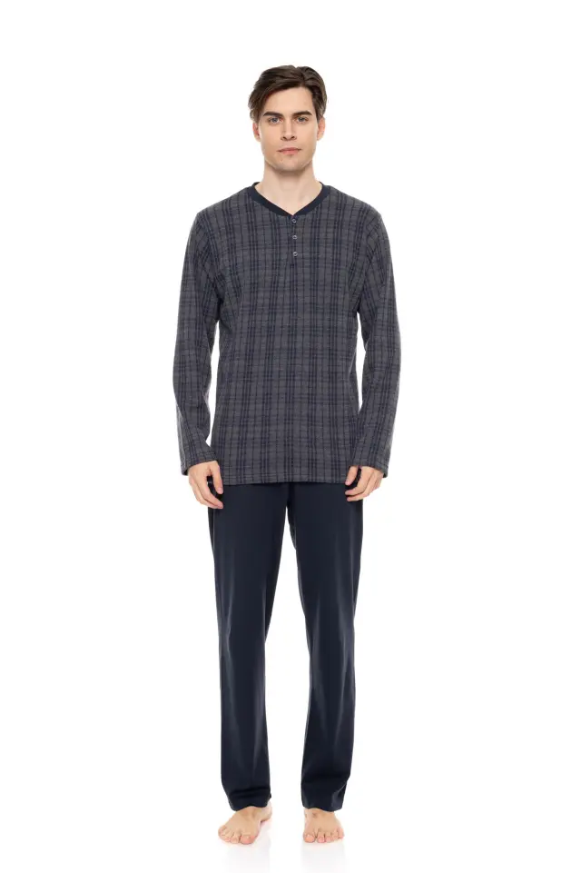 W-M702 - Type - PYJAMA JACQUARD BLUE GREY PLAID - M