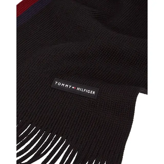Tommy Hilfiger Ανδρικό Μακρύ Κασκόλ Heritage Signature Ρίγα Μαύρο 2